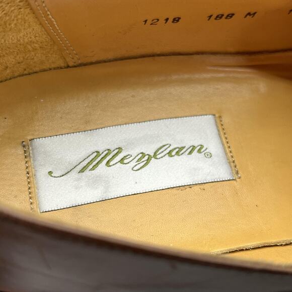 Mezlan Woven Perforated Penny Loafers Men Size 11 M Brown Leather Dress Shoes